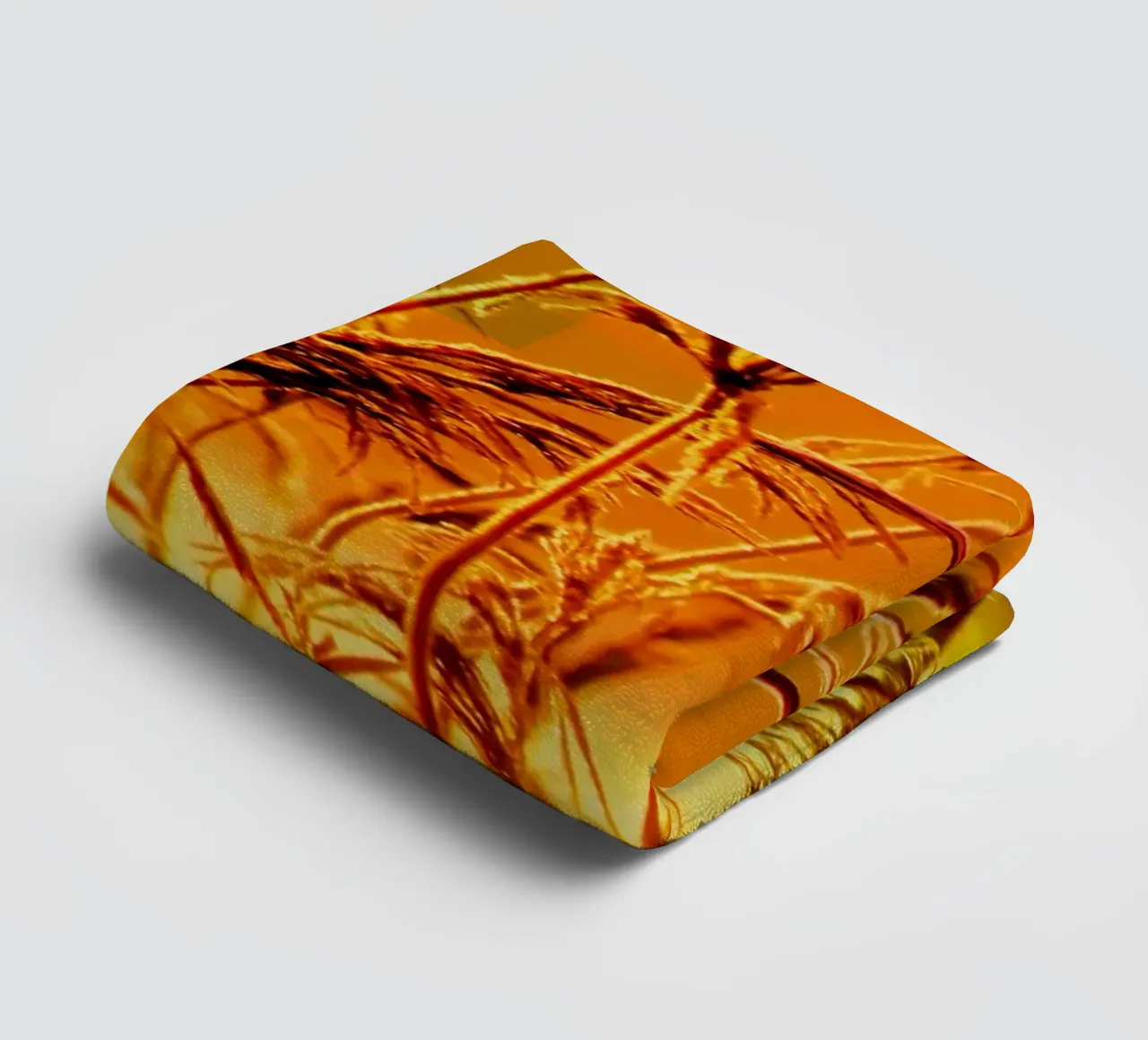 Golden reeds against an orange rectangular background towel by Something for you