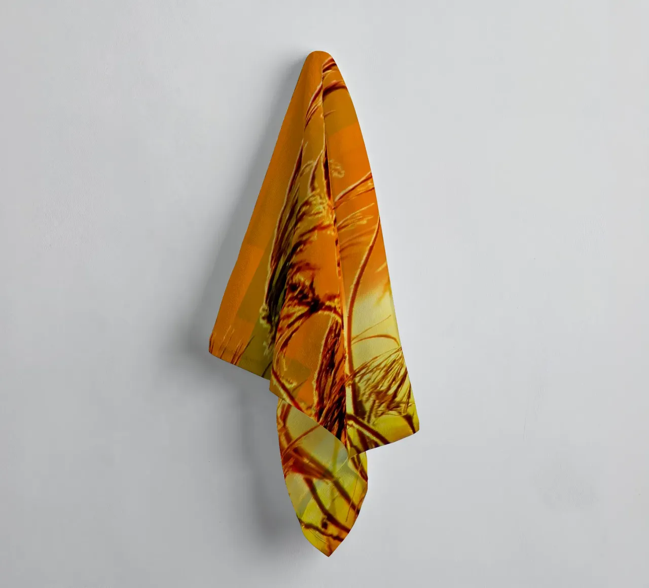 Golden reeds against an orange rectangular background towel by Something for you