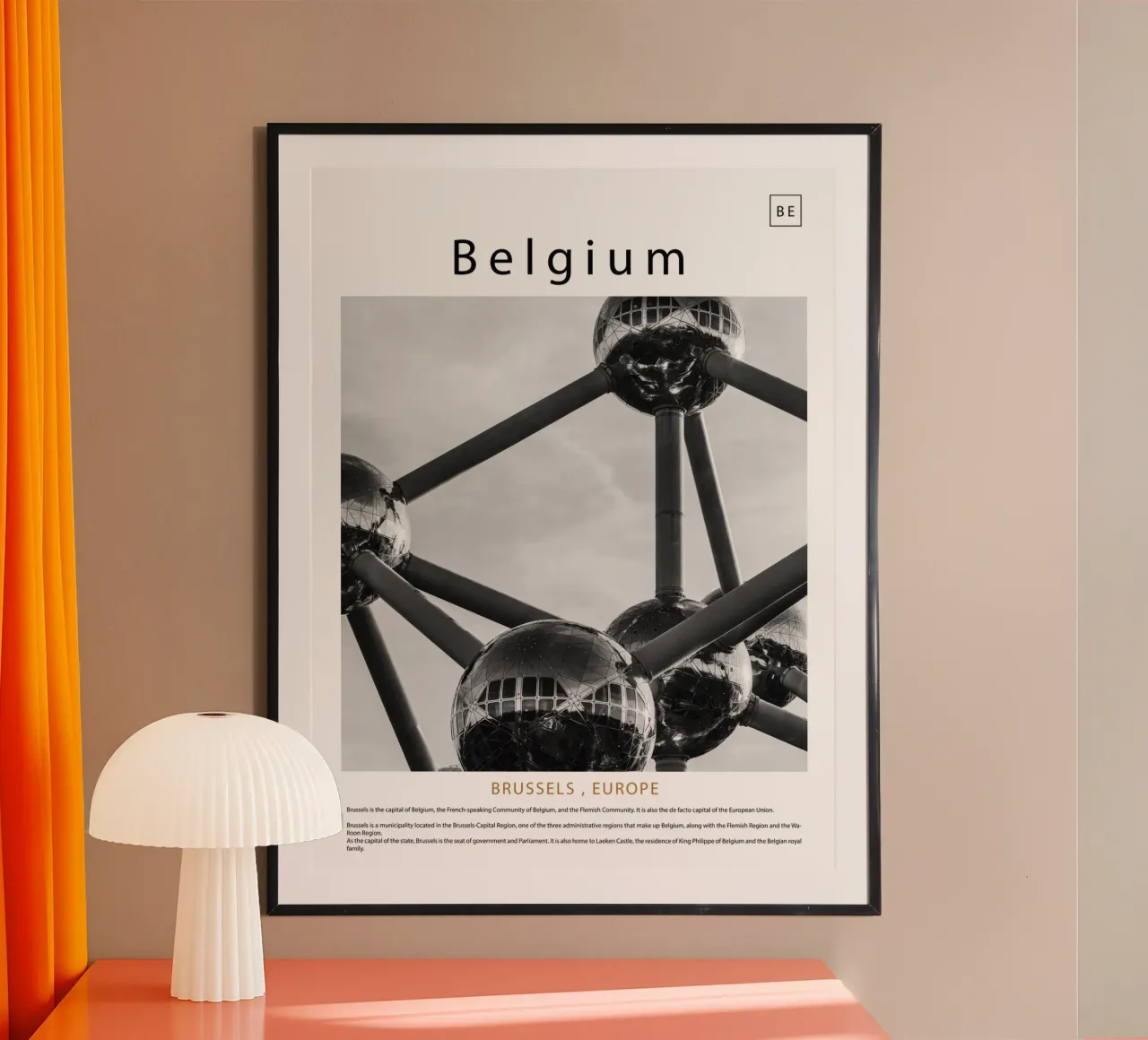 Arte murale da Bruxelles, Belgio poster con telaio in plastica da ✈ world in frame