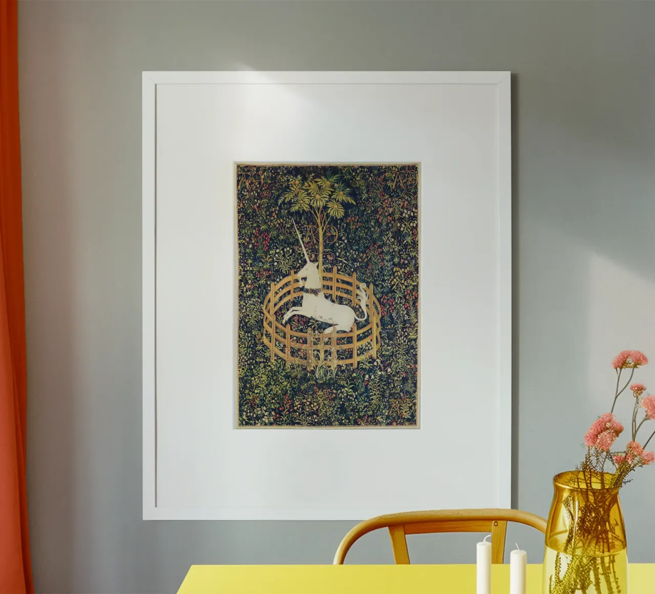 The Unicorn Tapestries (1495–1505) poster con telaio in alluminio da Venus Art