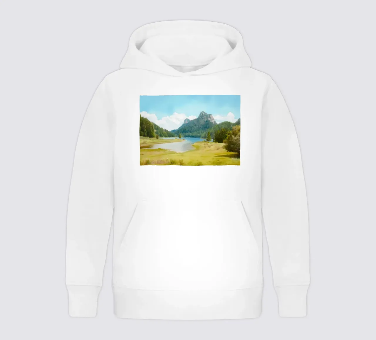 Serene Alpine Lake kids hoodie by FujiBrush