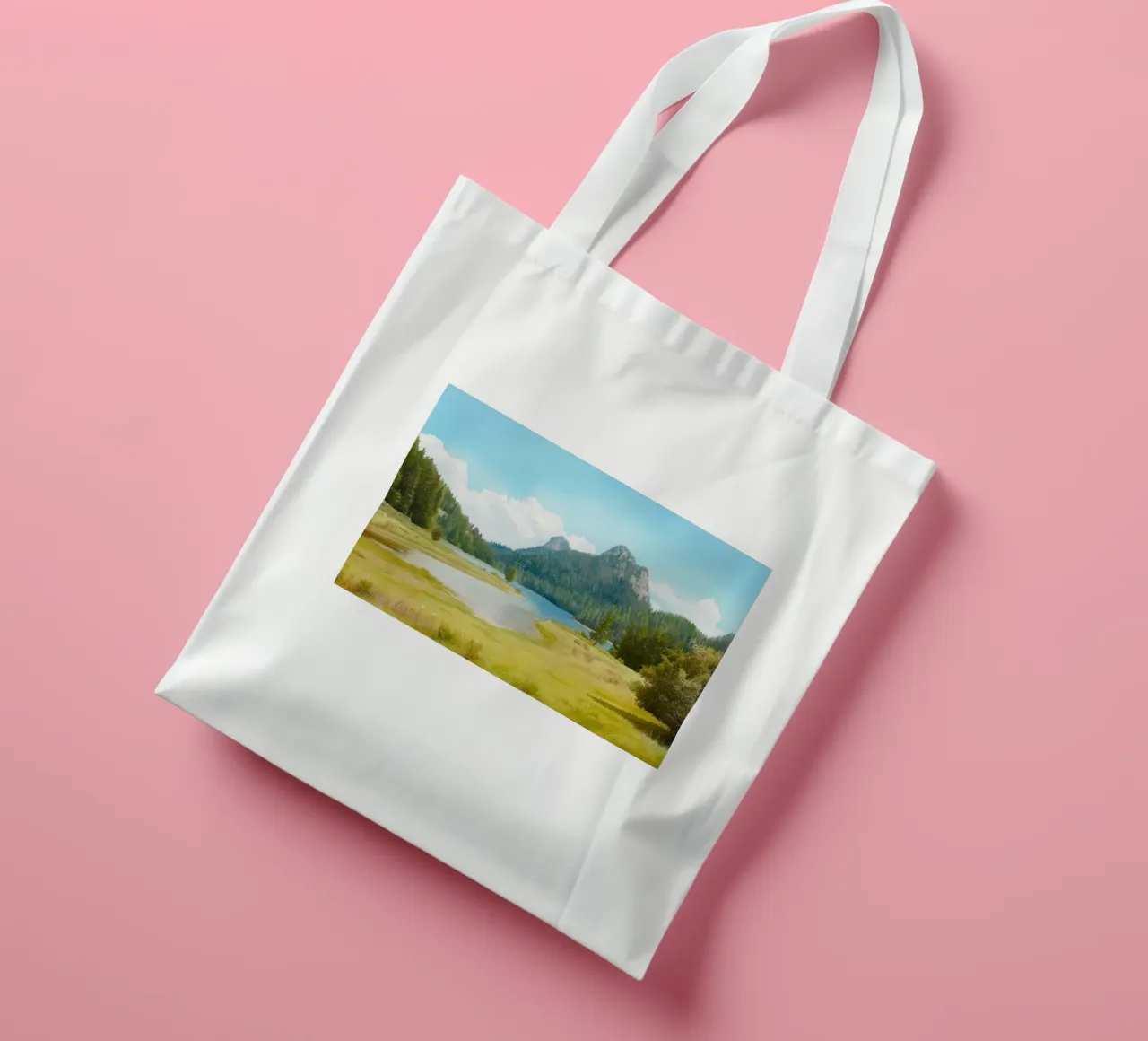 Serene Alpine Lake tote bag by FujiBrush