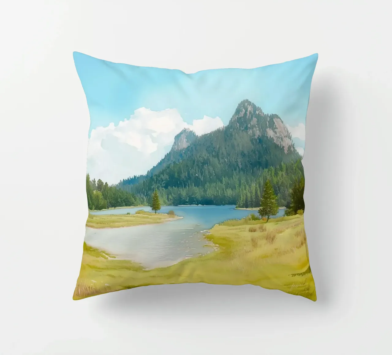 Serene Alpine Lake cuscino da FujiBrush