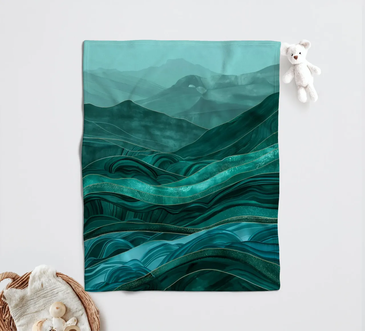 Paesaggio collinare dai colori blu coperta in pile da Imagine