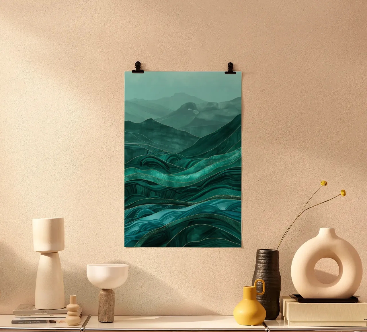 Paesaggio collinare dai colori blu poster da Imagine