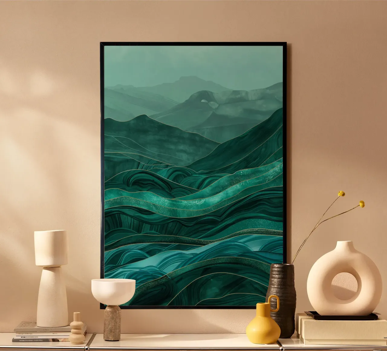 Paesaggio collinare dai colori blu poster da Imagine