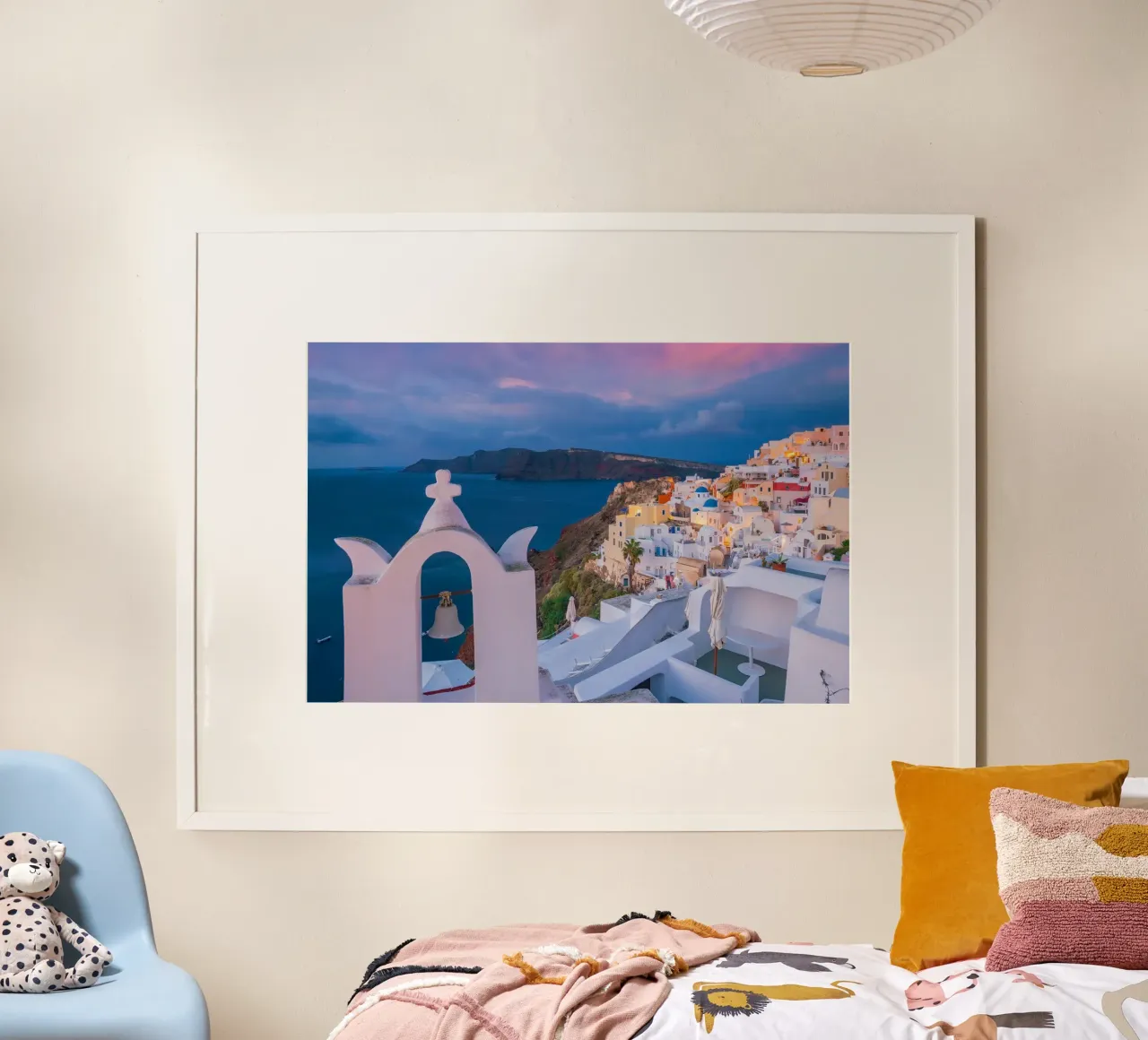Santorini Glow poster con telaio in legno da PhotoVibe Decor