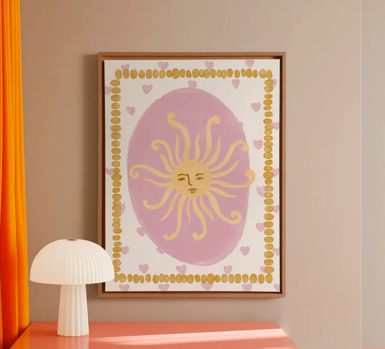 Soleil Boho Print, Grillig Italië Pictogrammen, Italië Print canvas met Baklijst van DolceVita