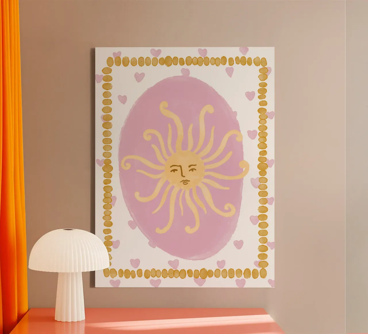 Soleil Boho Print, Grillig Italië Pictogrammen, Italië Print canvas met Baklijst van DolceVita