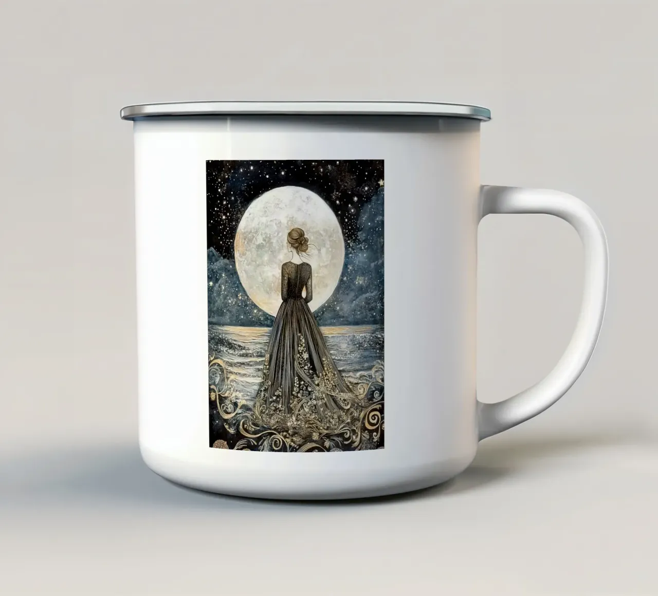 Luna e mare tazza in smalto da Art-Nouveau-Dsg