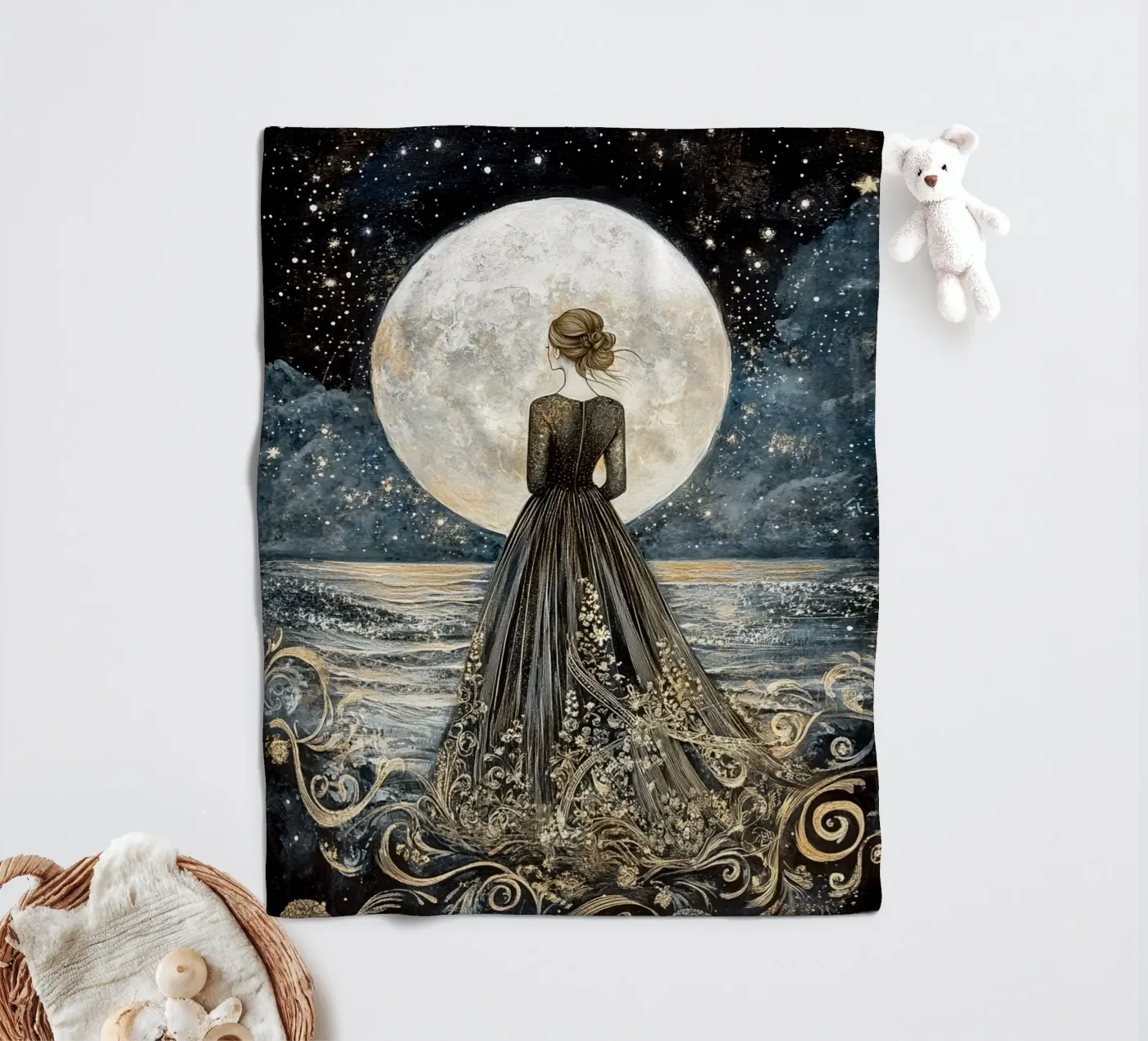 Luna e mare coperta in pile da Art-Nouveau-Dsg