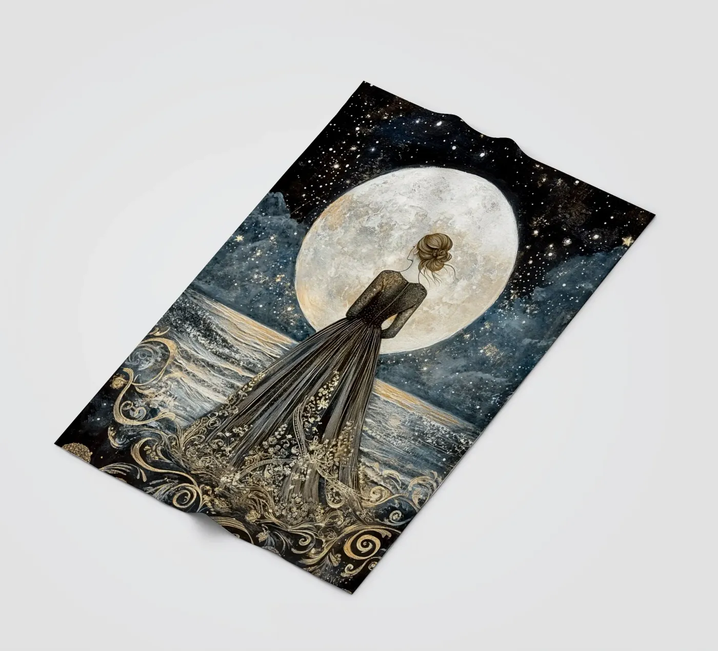Luna e mare coperta in pile da Art-Nouveau-Dsg