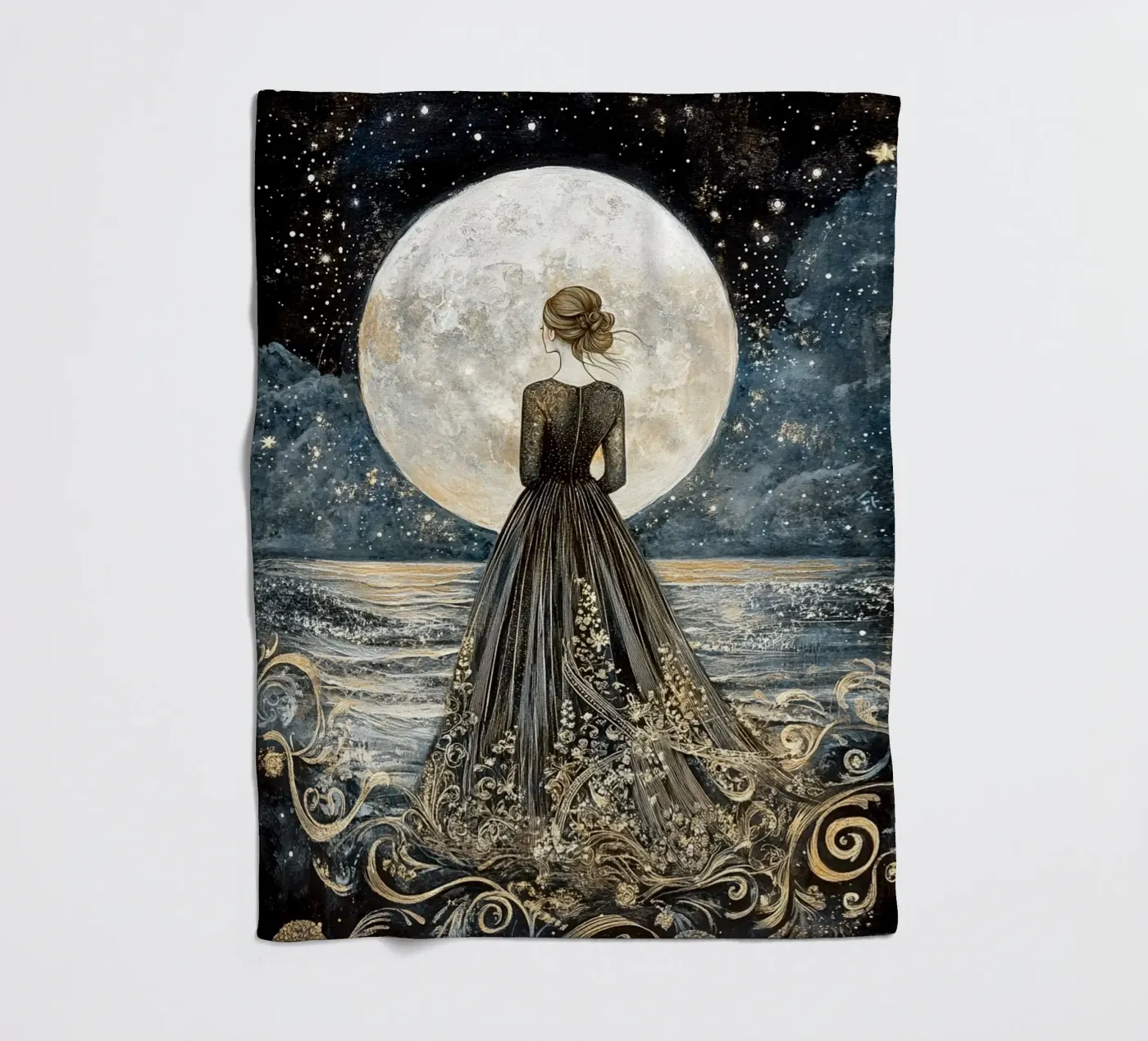 Luna e mare coperta in pile da Art-Nouveau-Dsg