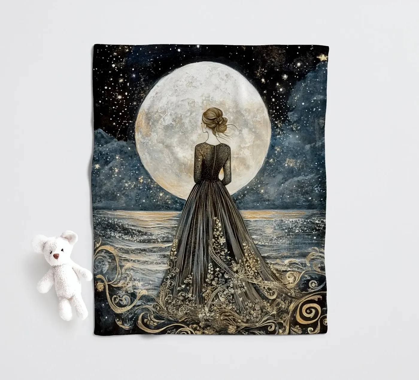 Luna e mare coperta in pile da Art-Nouveau-Dsg