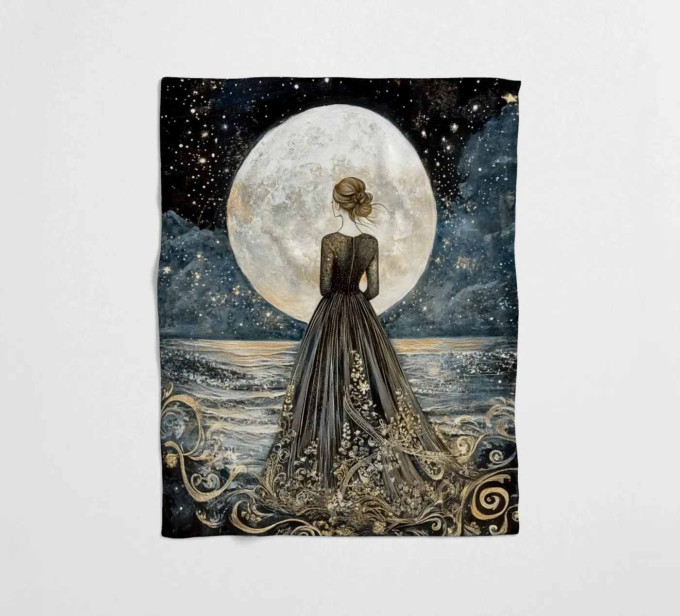 Luna e mare coperta in pile da Art-Nouveau-Dsg