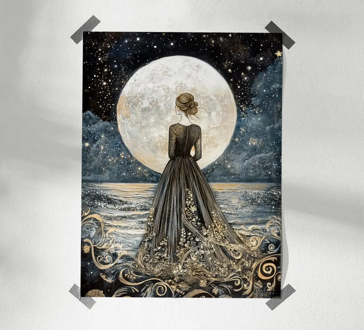 Luna e mare poster da Art-Nouveau-Dsg