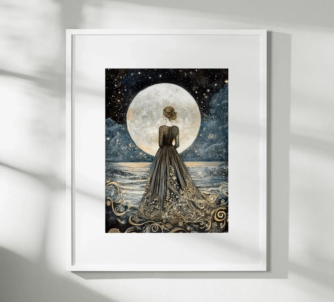 Moon and sea poster van Art-Nouveau-Dsg