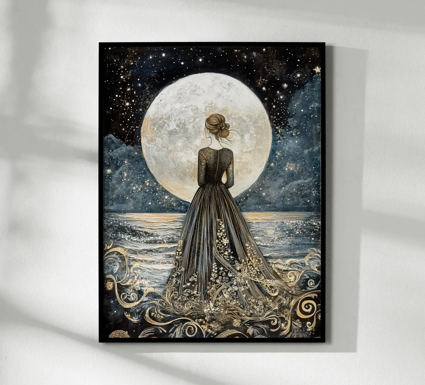 Moon and sea poster van Art-Nouveau-Dsg