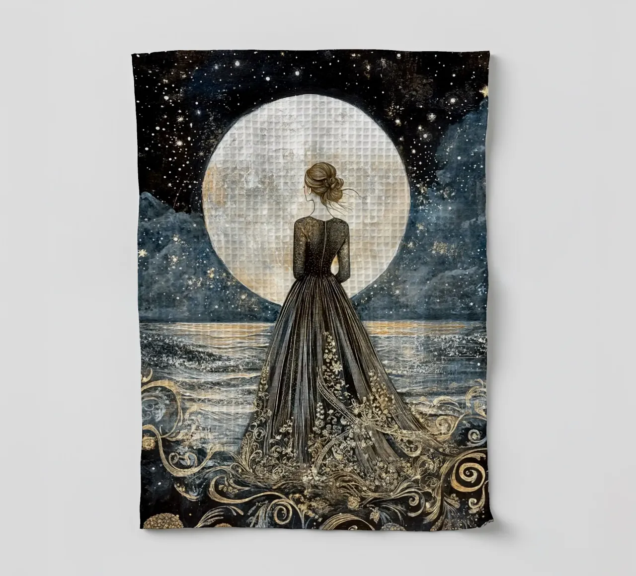 Luna e mare canovaccio da cucina da Art-Nouveau-Dsg