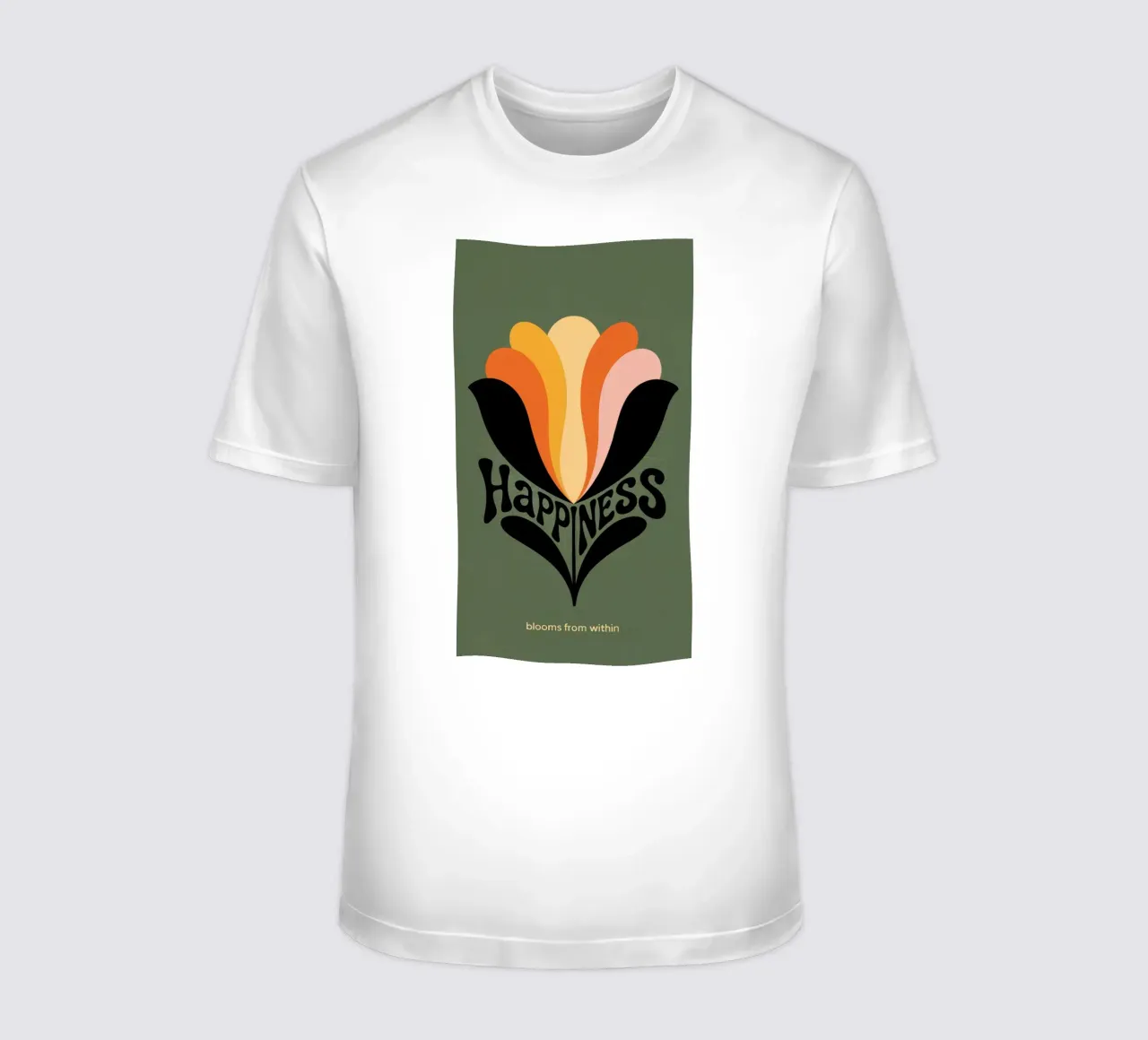 HAPPINESS BLOOMS FROM WITHIN t-shirt da 20 Farben