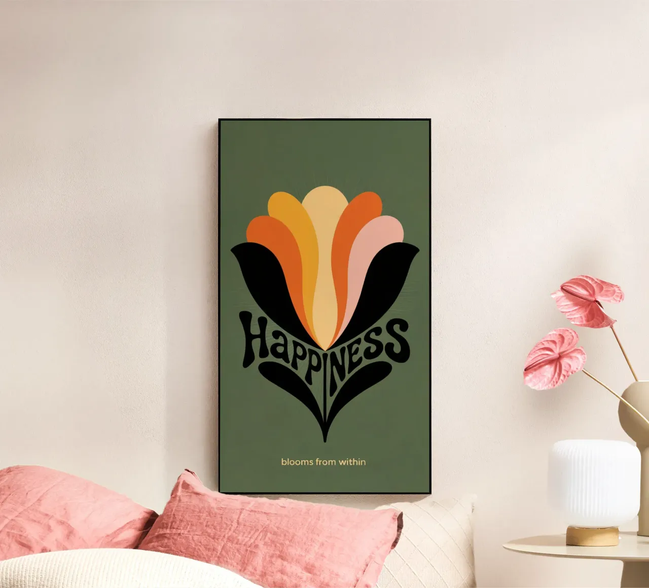 HAPPINESS BLOOMS FROM WITHIN plexiglass da 20 Farben