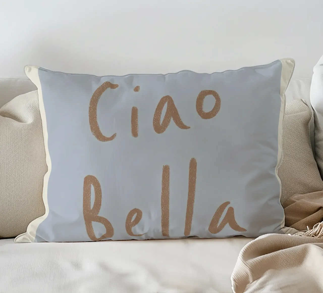 Ciao Bella, Romantic greetings decorative cushion by Carinaprint