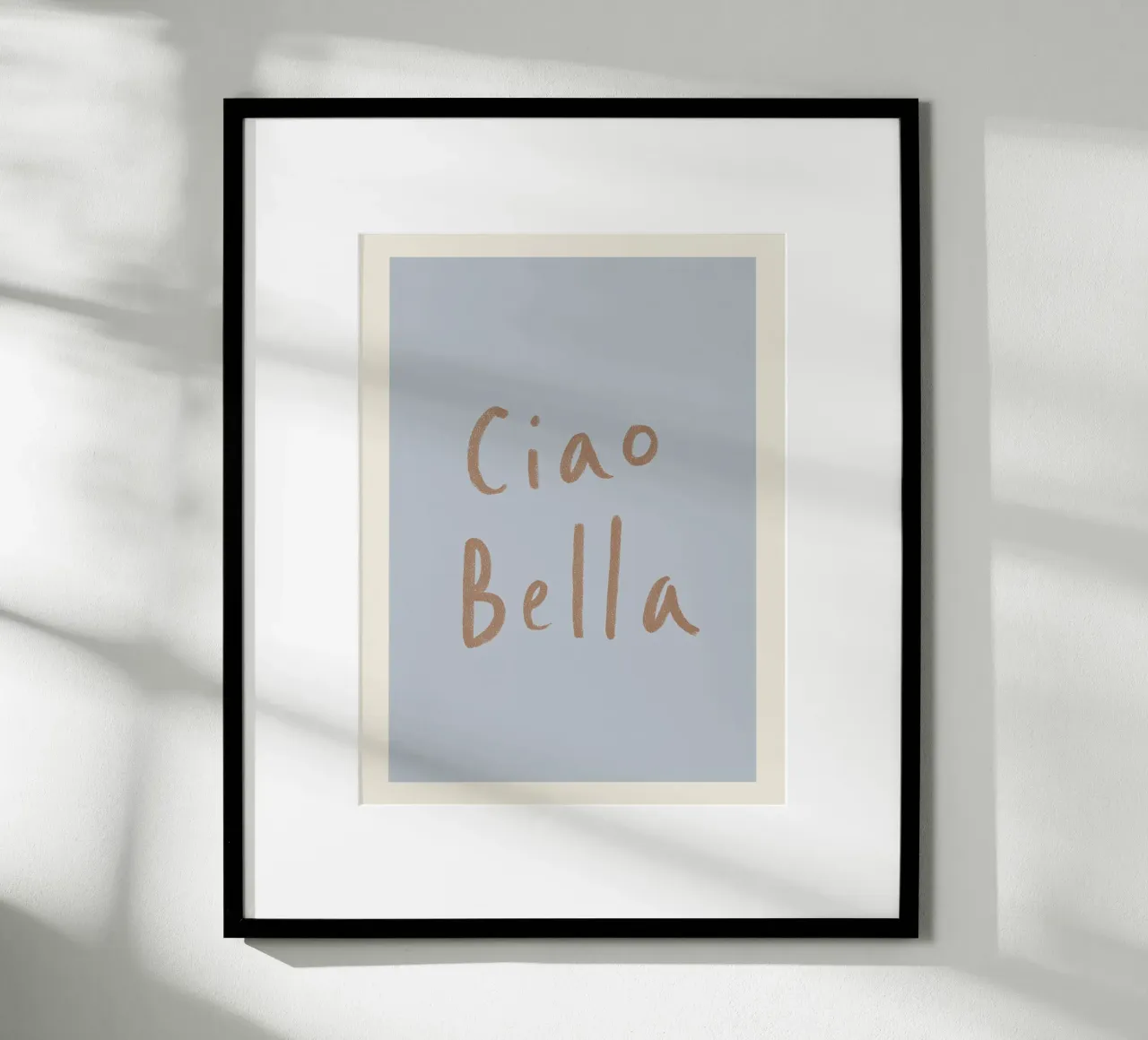 Ciao Bella, saluti romantici poster con telaio in legno da Carinaprint