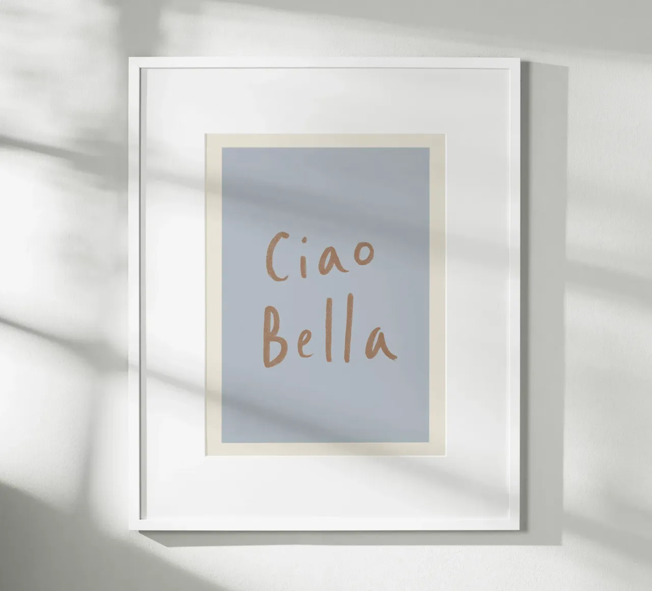 Ciao Bella, saluti romantici poster con telaio in legno da Carinaprint