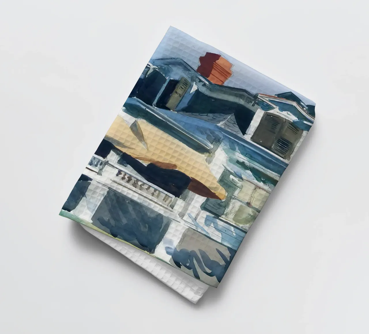 Le toit en mansarde de Hopper - Aquarelle et architecture américaines torchon de NorwesClub