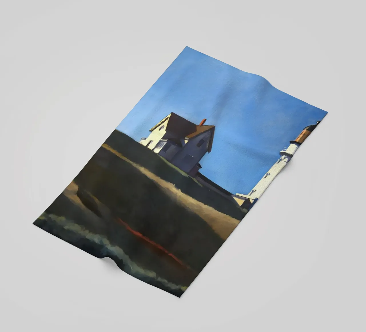 Hopper's "Lighthouse Hill" - Coastal Realism & Solitude Art beach towel by NorwesClub