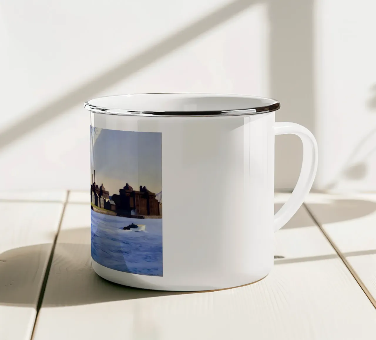 L'"Isola di Blackwell" di Hopper - Realismo urbano e solitudine a New York tazza in smalto da NorwesClub