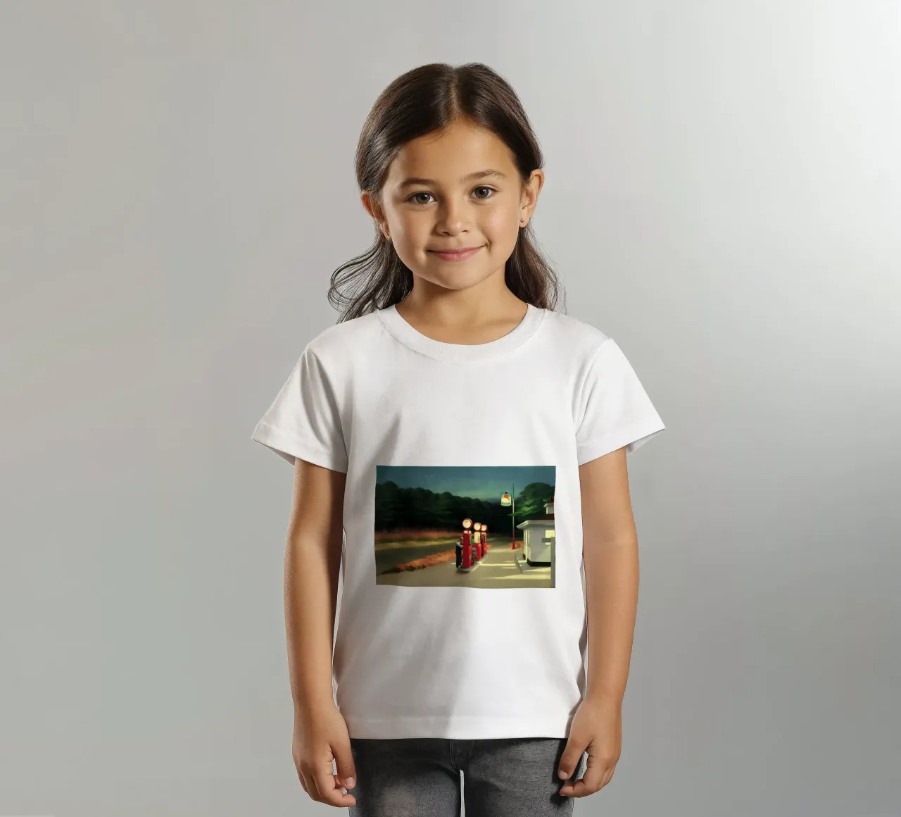 Hopper's "Gas" - Amerikaans realisme en eenzame scène langs de weg kinder t-shirt van NorwesClub