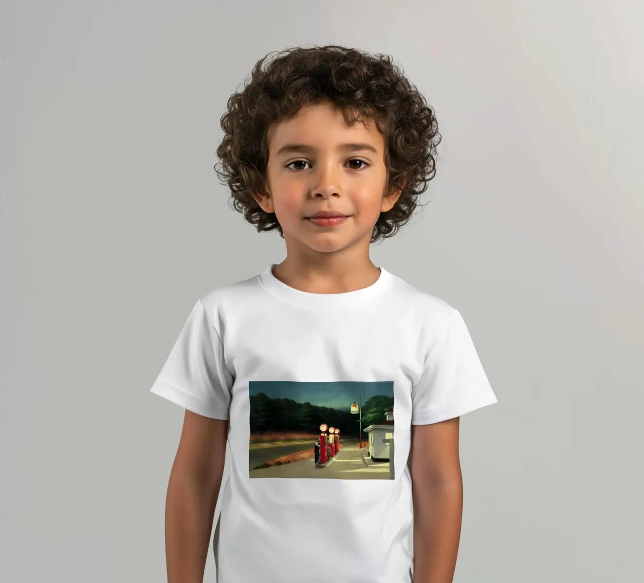 Hopper's "Gas" - Amerikaans realisme en eenzame scène langs de weg kinder t-shirt van NorwesClub
