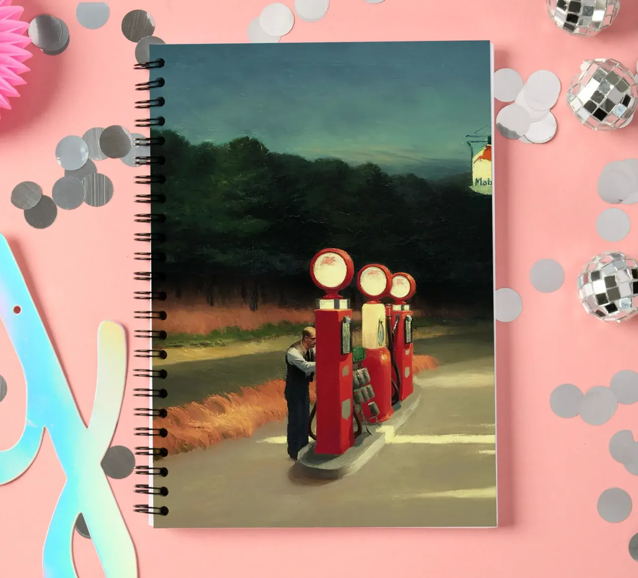 Gas" de Hopper - Réalisme américain et scène solitaire au bord de la route carnet à spirale de NorwesClub