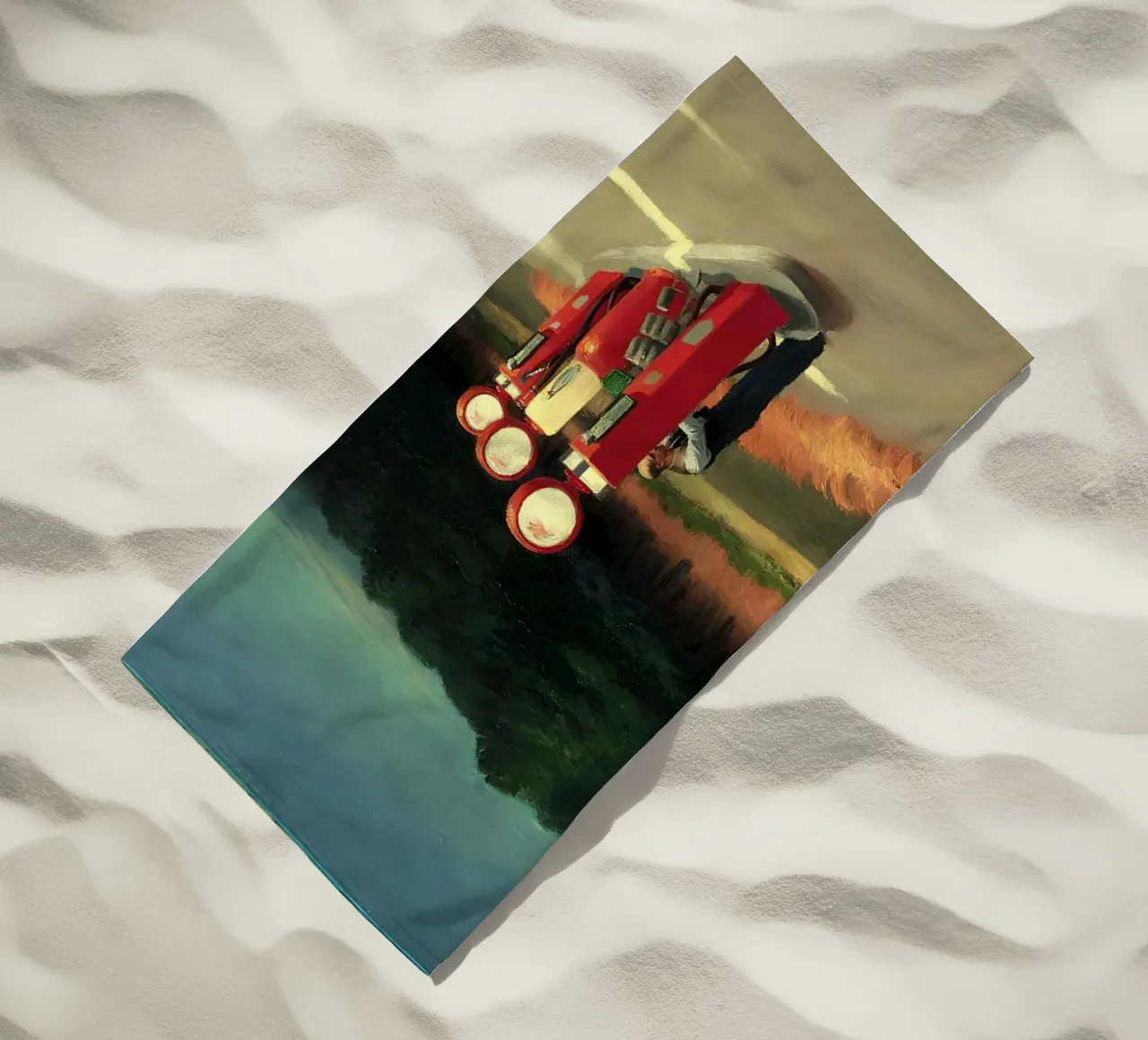 Hopper's "Gas" - Amerikaans realisme en eenzame scène langs de weg strandhanddoek van NorwesClub