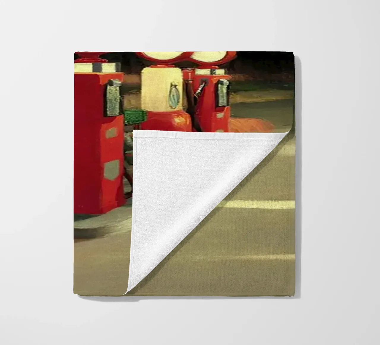 Hopper's "Gas" - Amerikaans realisme en eenzame scène langs de weg strandhanddoek van NorwesClub