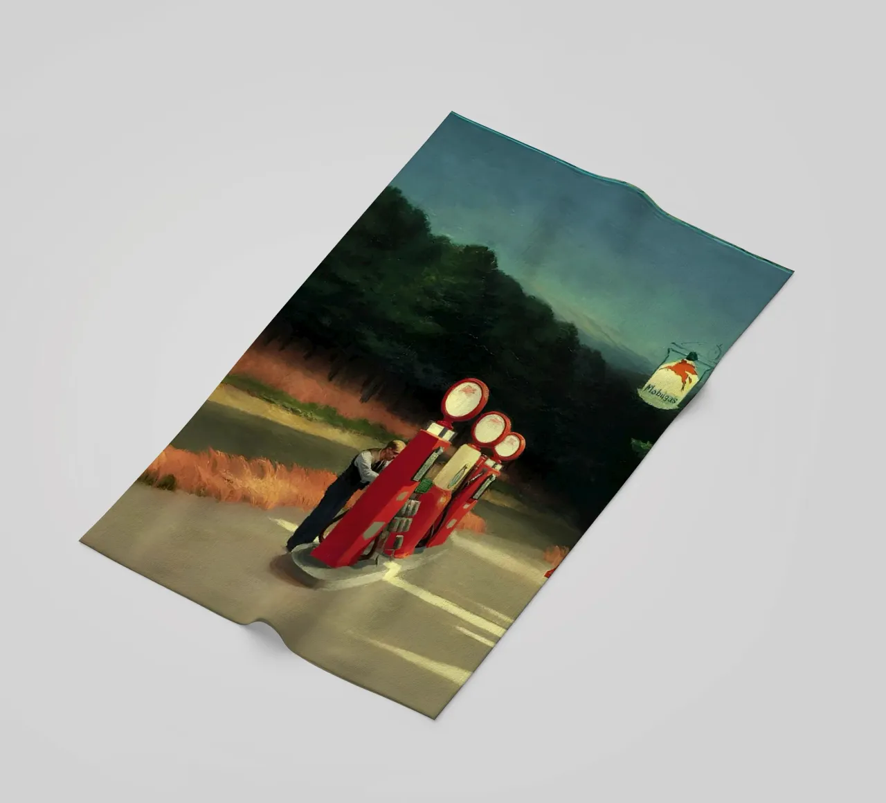 Hopper's "Gas" - Amerikaans realisme en eenzame scène langs de weg strandhanddoek van NorwesClub