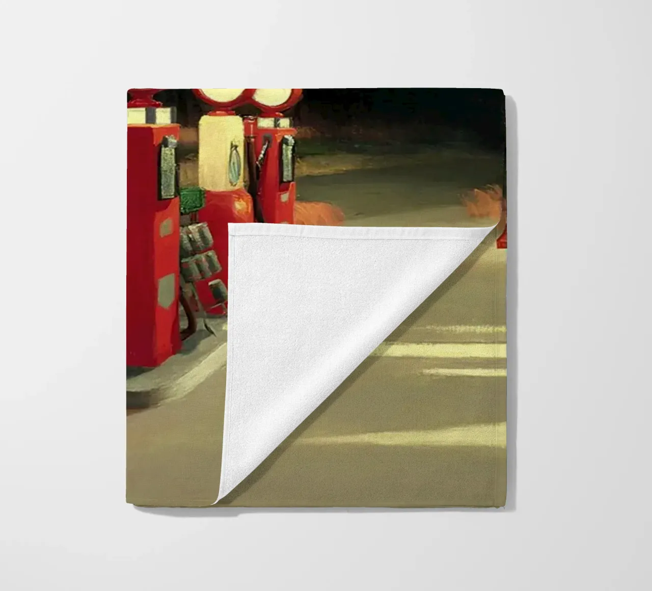 Hopper's "Gas" - Amerikaans realisme en eenzame scène langs de weg strandhanddoek van NorwesClub