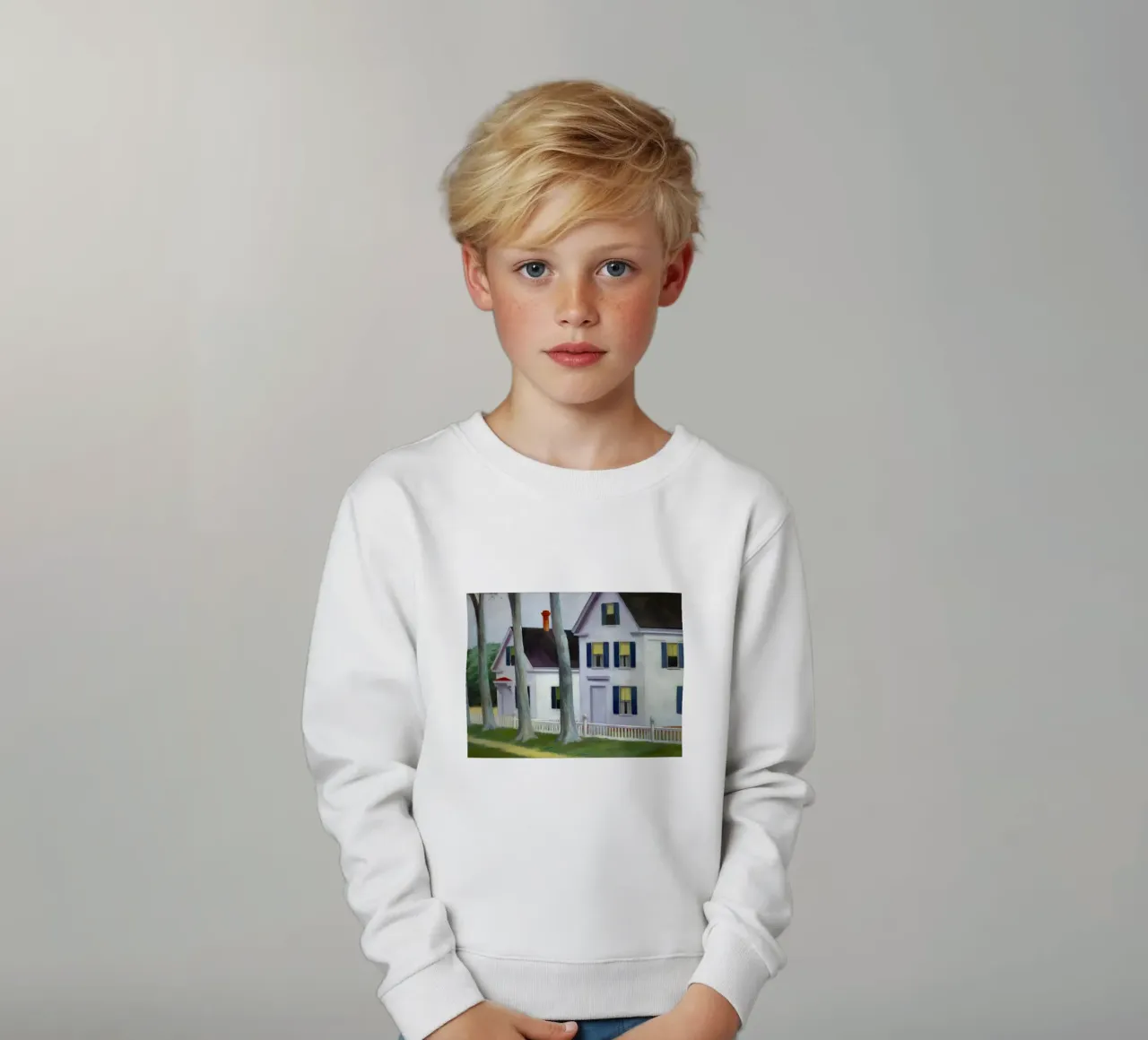 Hopper's "Two Puritans" - American Realism & Architectural S kids sweatshirt by NorwesClub