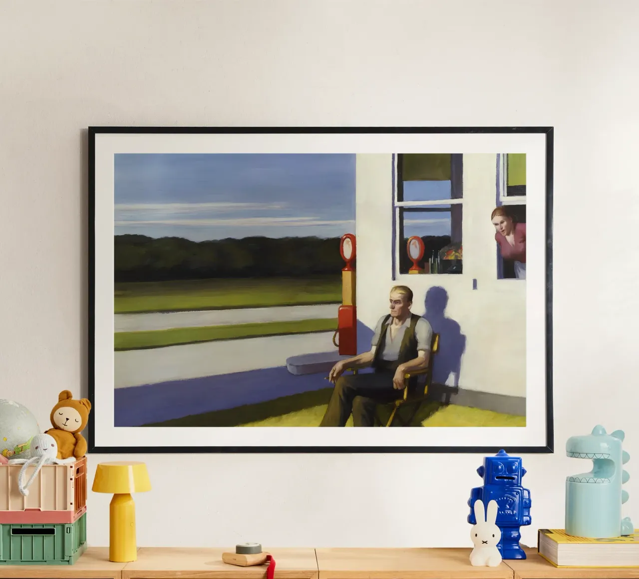 La "Strada a quattro corsie" di Hopper - Realismo americano e paesaggio rurale poster con telaio in alluminio da NorwesClub