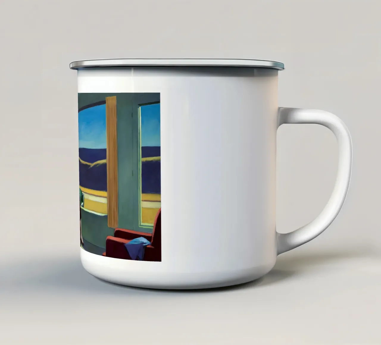 Il "Western Motel" di Hopper - Realismo americano e serenità stradale tazza in smalto da NorwesClub