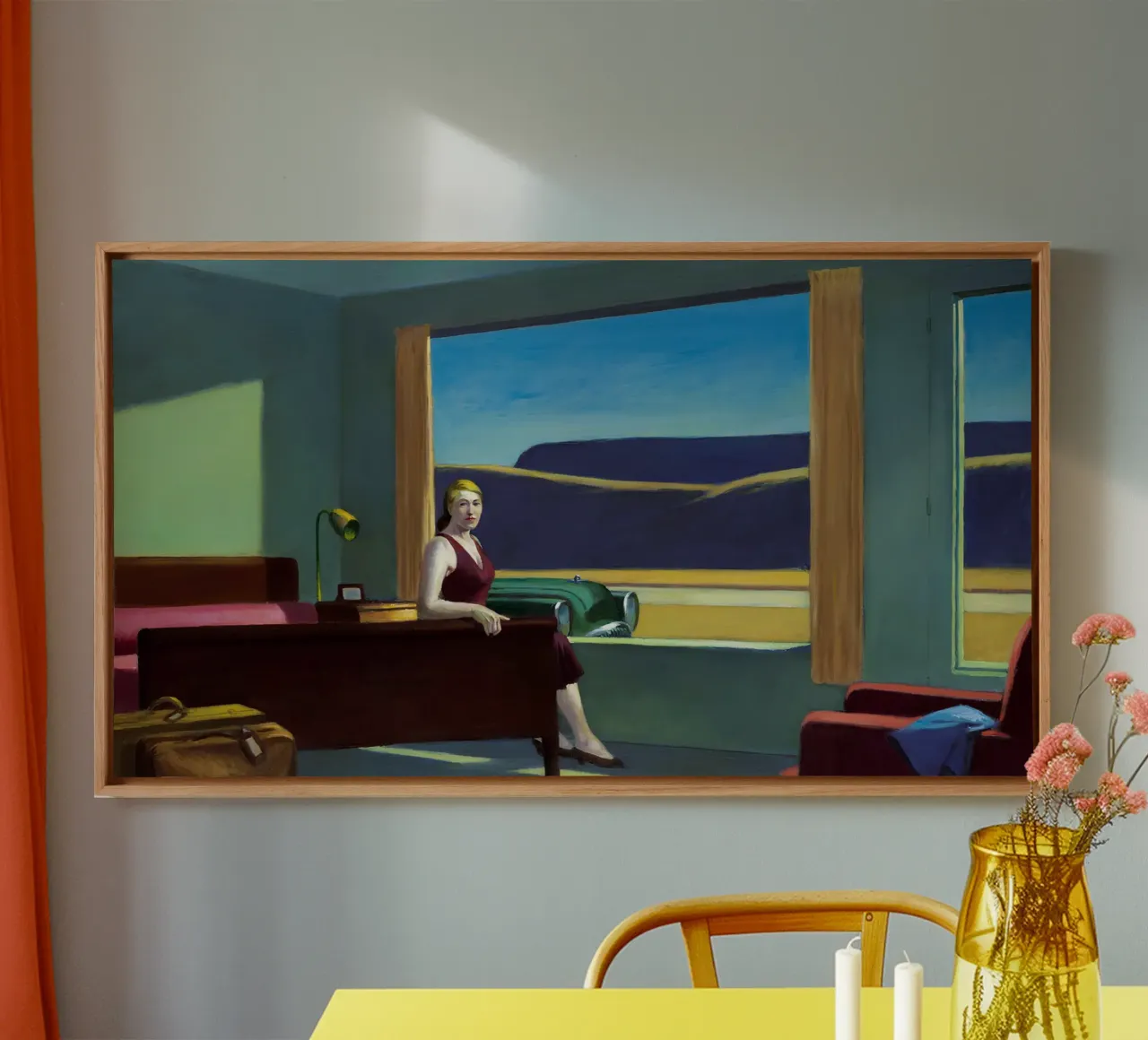 Hopper's "Western Motel" - Amerikaans realisme & Seren langs de weg canvas met Baklijst van NorwesClub