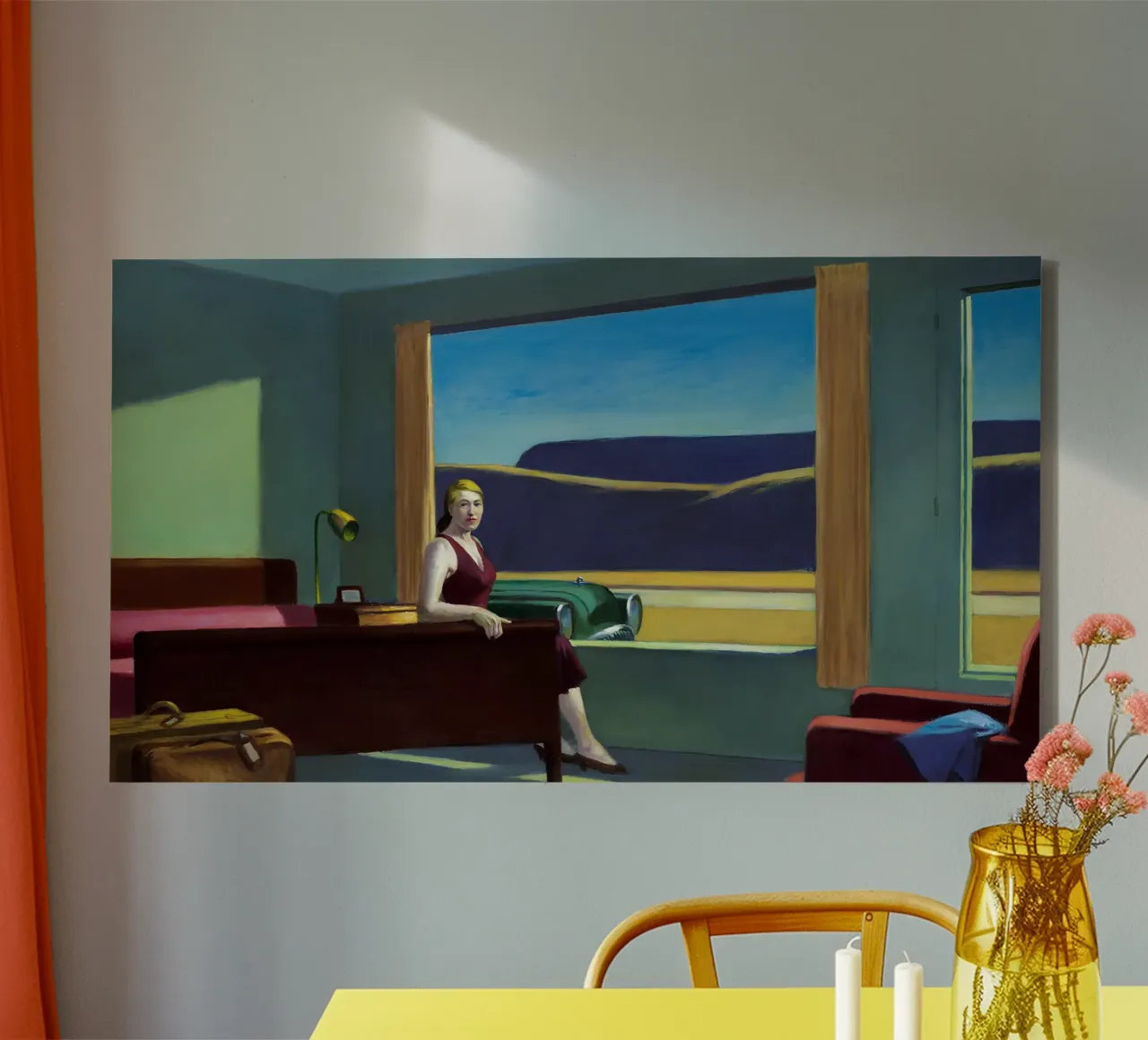 Hopper's "Western Motel" - Amerikaans realisme & Seren langs de weg canvas met Baklijst van NorwesClub