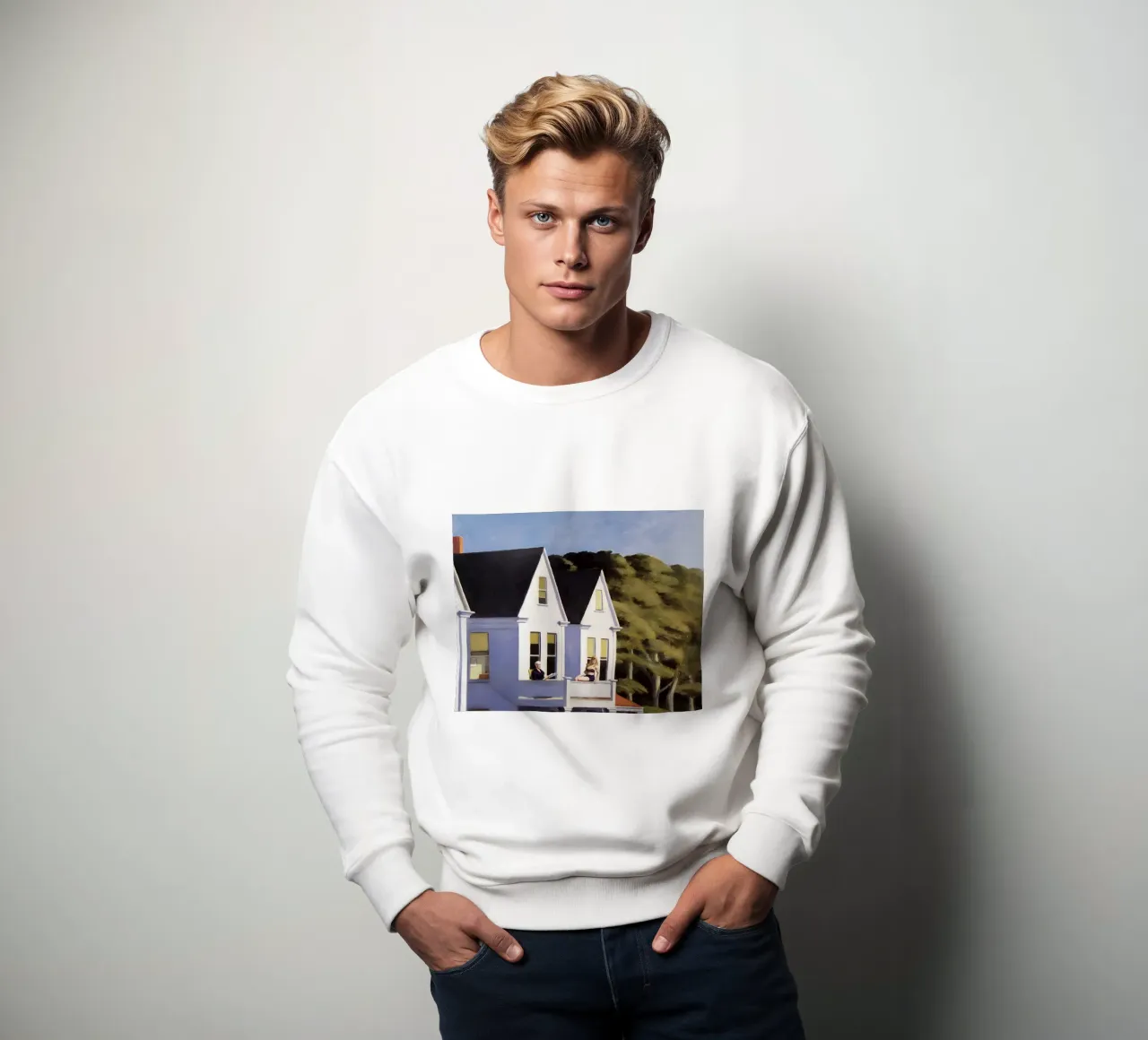 Hopper's "Second Story Zonlicht" - Amerikaans Realisme & Zonlicht sweatshirt van NorwesClub