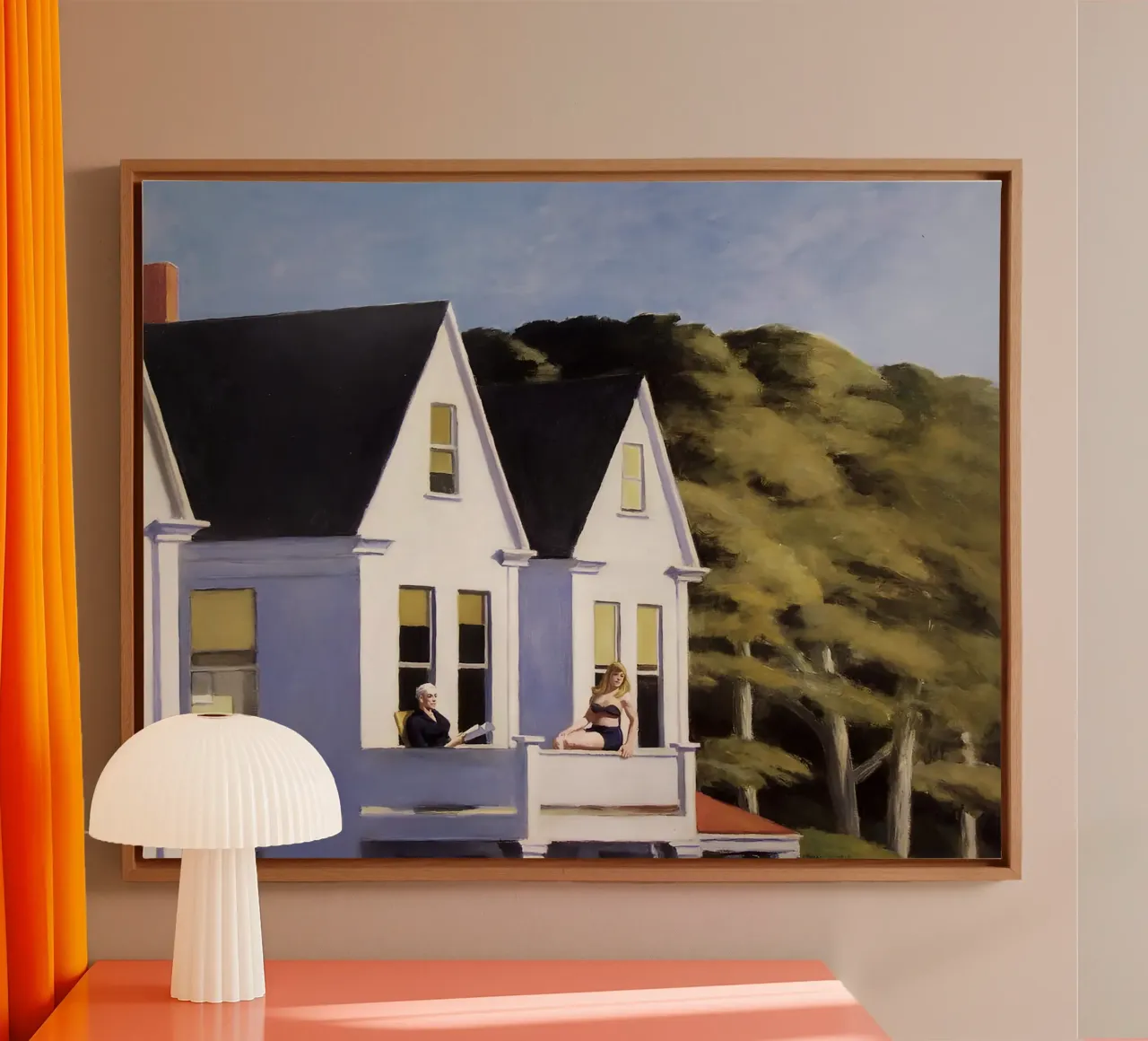 Hopper's "Second Story Sunlight" - American Realism & Sunlit canvas by NorwesClub
