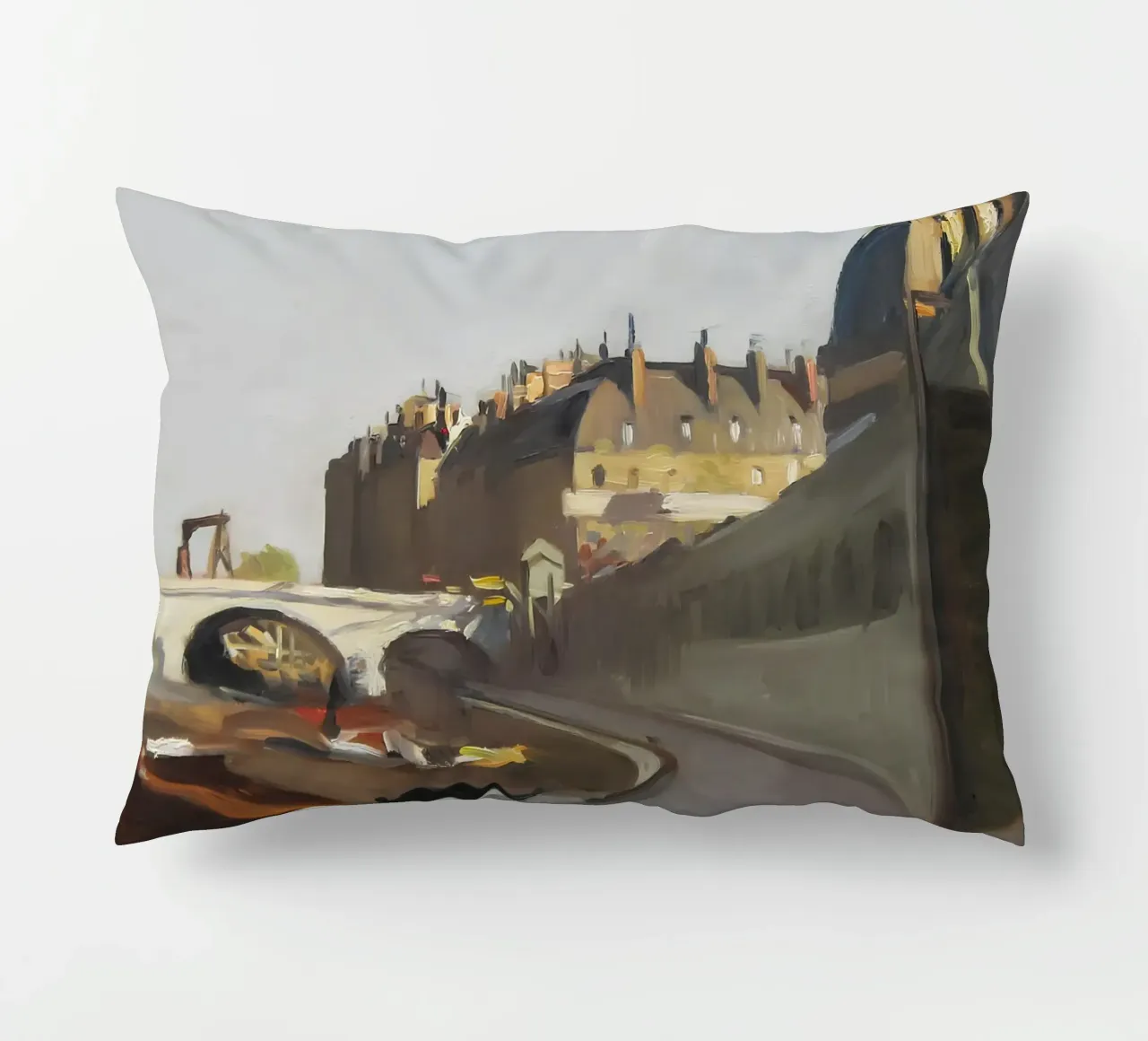 Hopper's "Dock of Grands Augustins" - Parisian Impressionism decorative cushion by NorwesClub