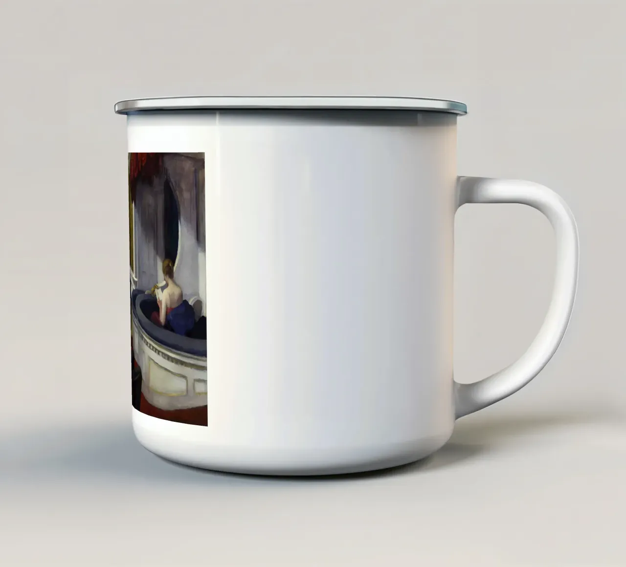 Due sul corridoio" di Hopper - Realismo americano e teatro Sce tazza in smalto da NorwesClub