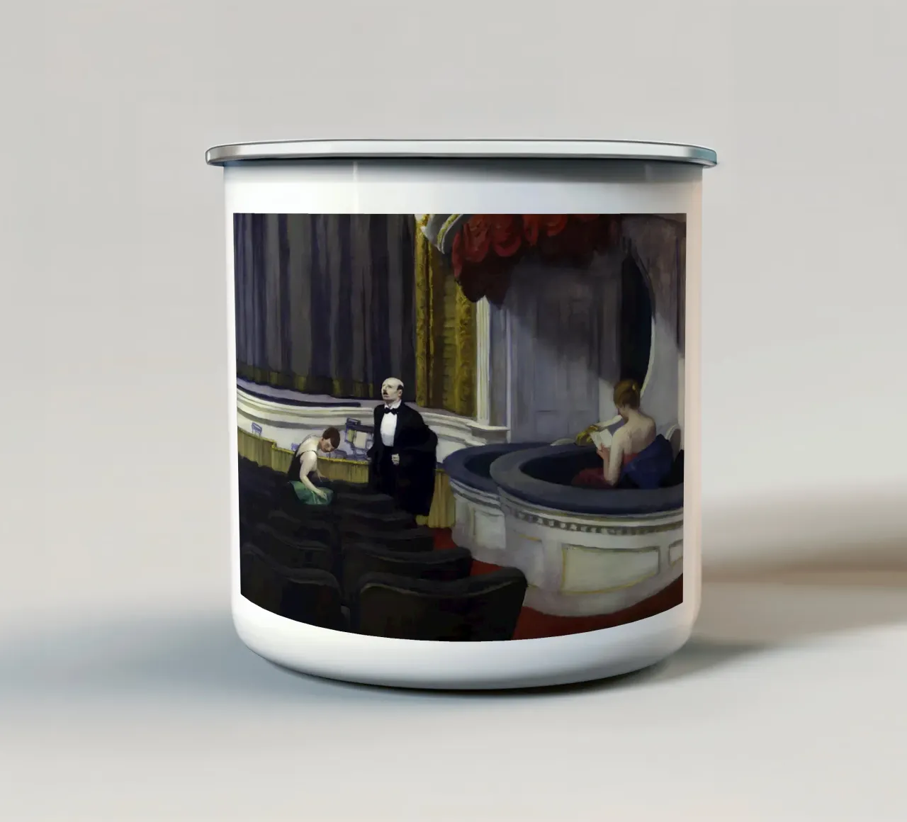 Due sul corridoio" di Hopper - Realismo americano e teatro Sce tazza in smalto da NorwesClub