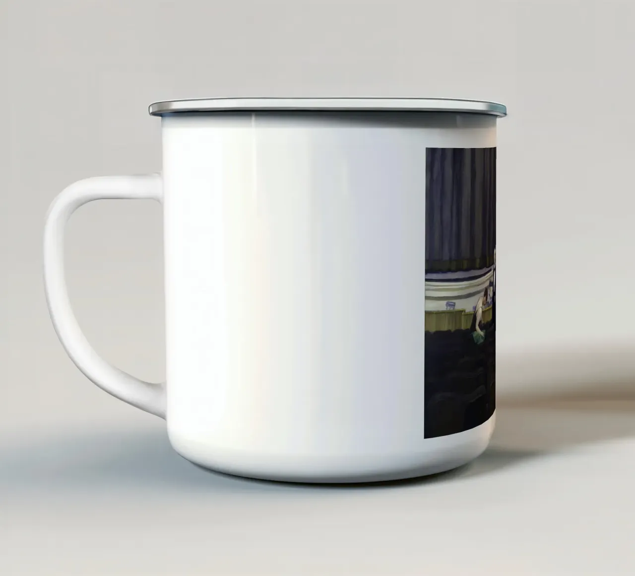 Due sul corridoio" di Hopper - Realismo americano e teatro Sce tazza in smalto da NorwesClub