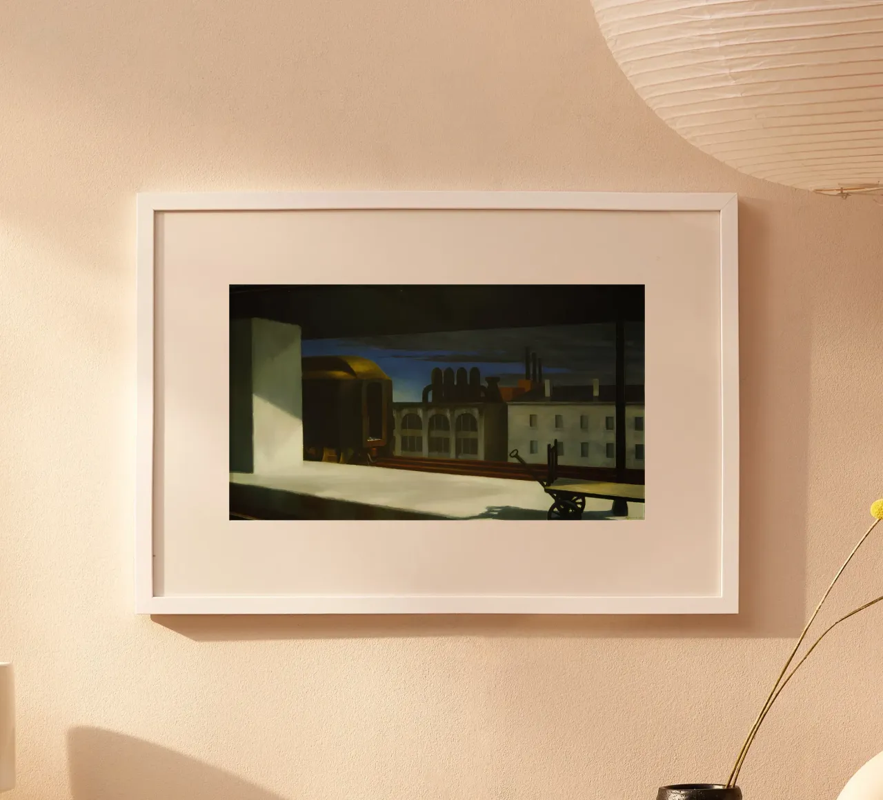 L'aube en Pennsylvanie" de Hopper - Réalisme américain et vie rurale L poster avec cadre en plastique de NorwesClub